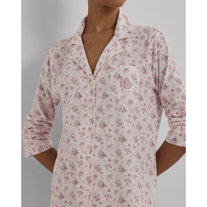 Lauren Ralph Lauren Classic Knit L/S Notch Collar Sleepshirt image number 2